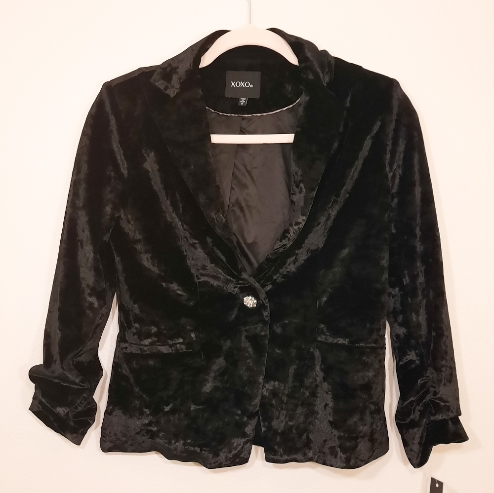 XOXO Black Crushed Velvet Blazer S NWT